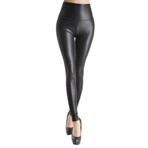 2/$35 💗 Black Leather Leggings High Waist Spandex - Picture 3 of 7